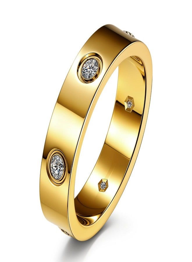 HighSpark Classic 18K Gold Plated Love Ring | Stainless Steel Women Stacking Ring Wedding Band | Lovely Gift - Gold 7 - Image 1